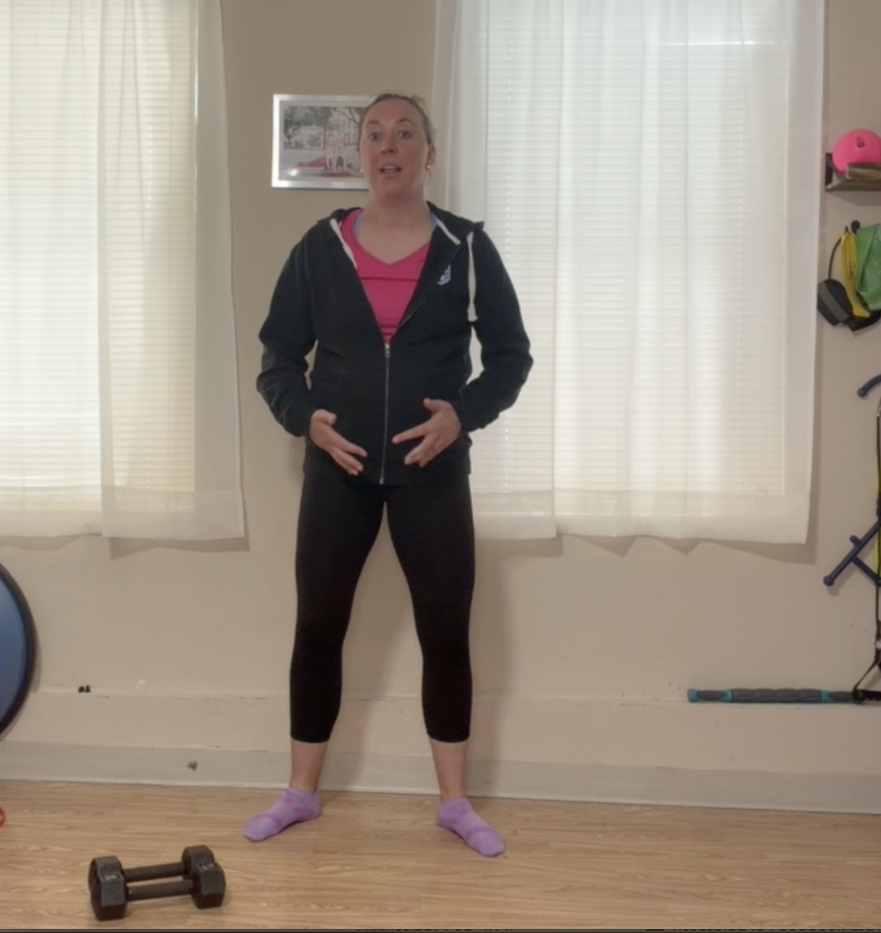 Jen Landry, the owner of Moms Fit Life, showing a wide 